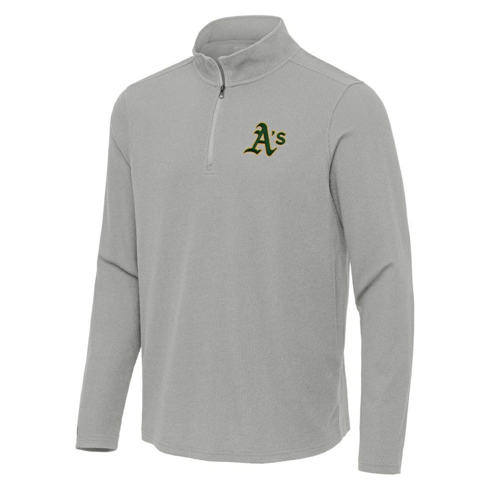 Heather Gray Athletics Antigua Sync Tri-Blend Quarter-Zip Pullover