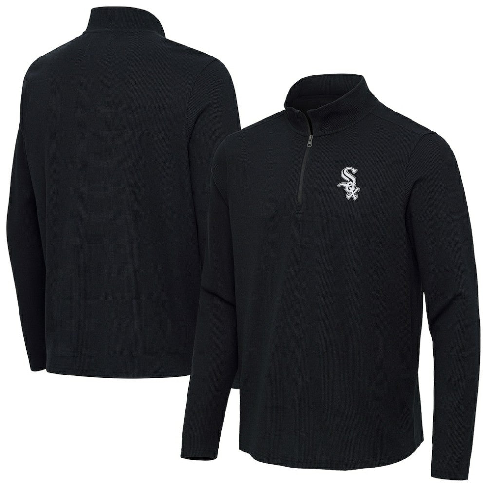 Heather Black Chicago White Sox Antigua Sync Tri-Blend Quarter-Zip Pullover