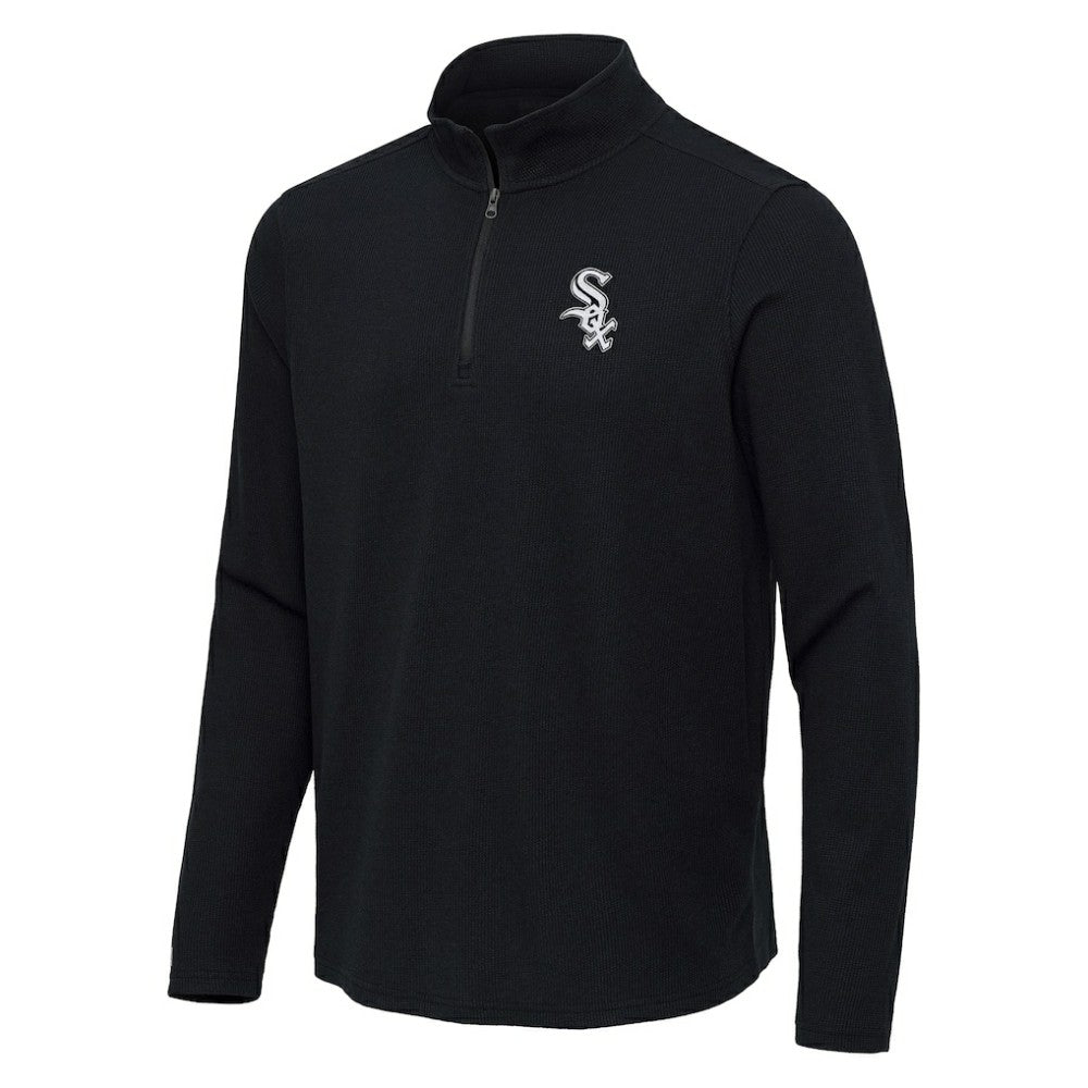 Heather Black Chicago White Sox Antigua Sync Tri-Blend Quarter-Zip Pullover