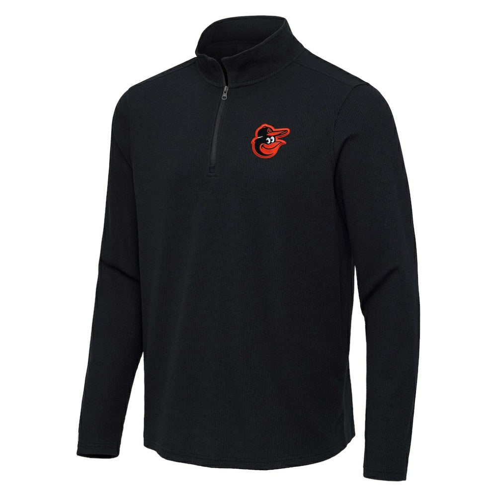 Heather Black Baltimore Orioles Antigua Sync Tri-Blend Quarter-Zip Pullover