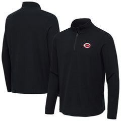 Heather Black Cincinnati Reds Antigua Sync Tri-Blend Quarter-Zip Pullover