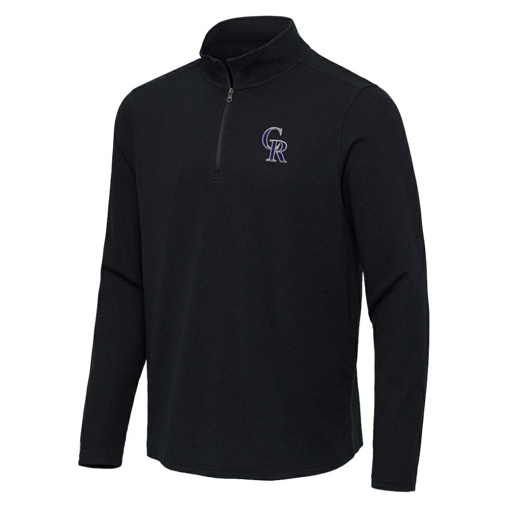 Heather Black Colorado Rockies Antigua Sync Tri-Blend Quarter-Zip Pullover