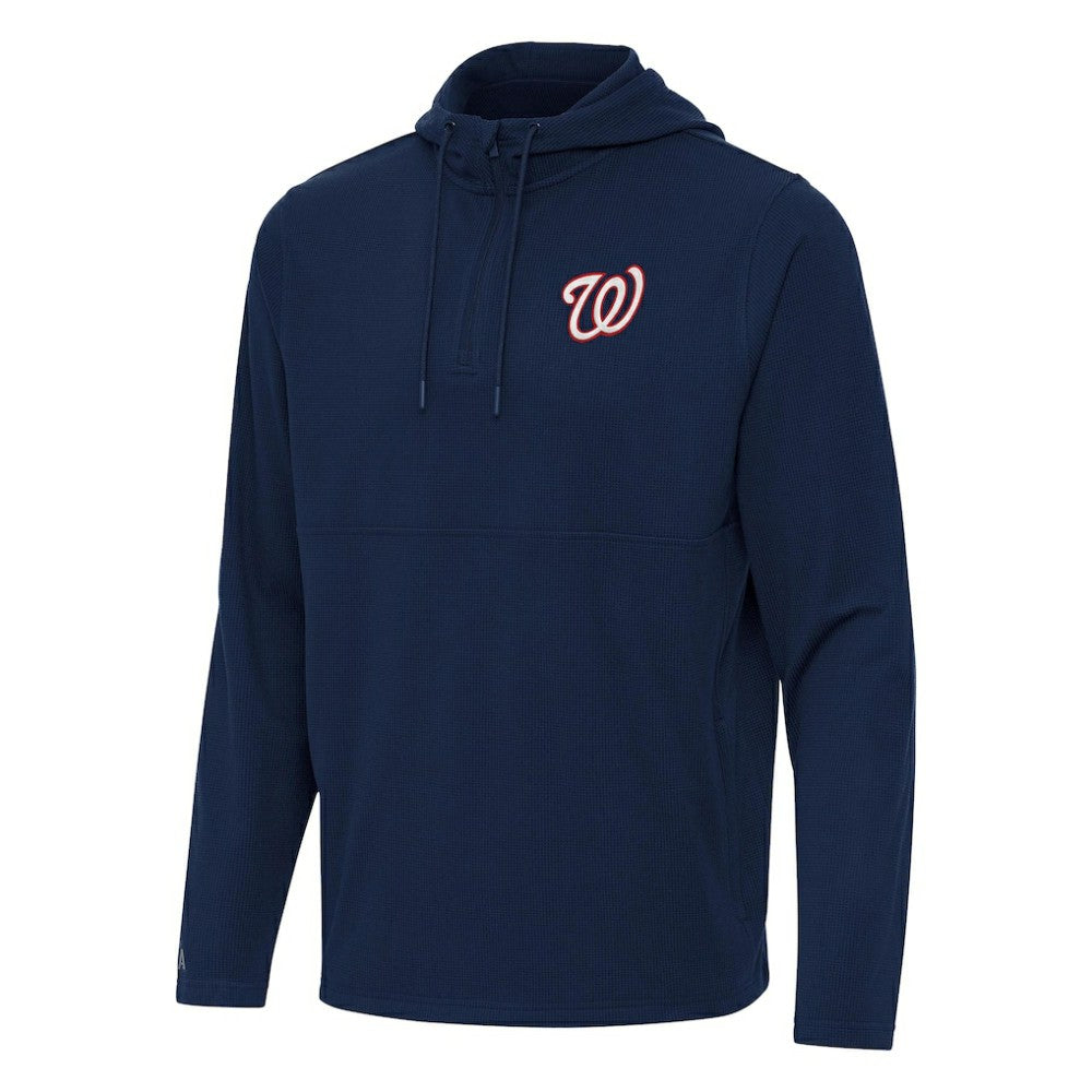 Navy Washington Nationals Antigua Connected Quarter-Zip Pullover Hoodie