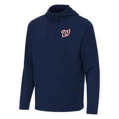 Navy Washington Nationals Antigua Connected Quarter-Zip Pullover Hoodie