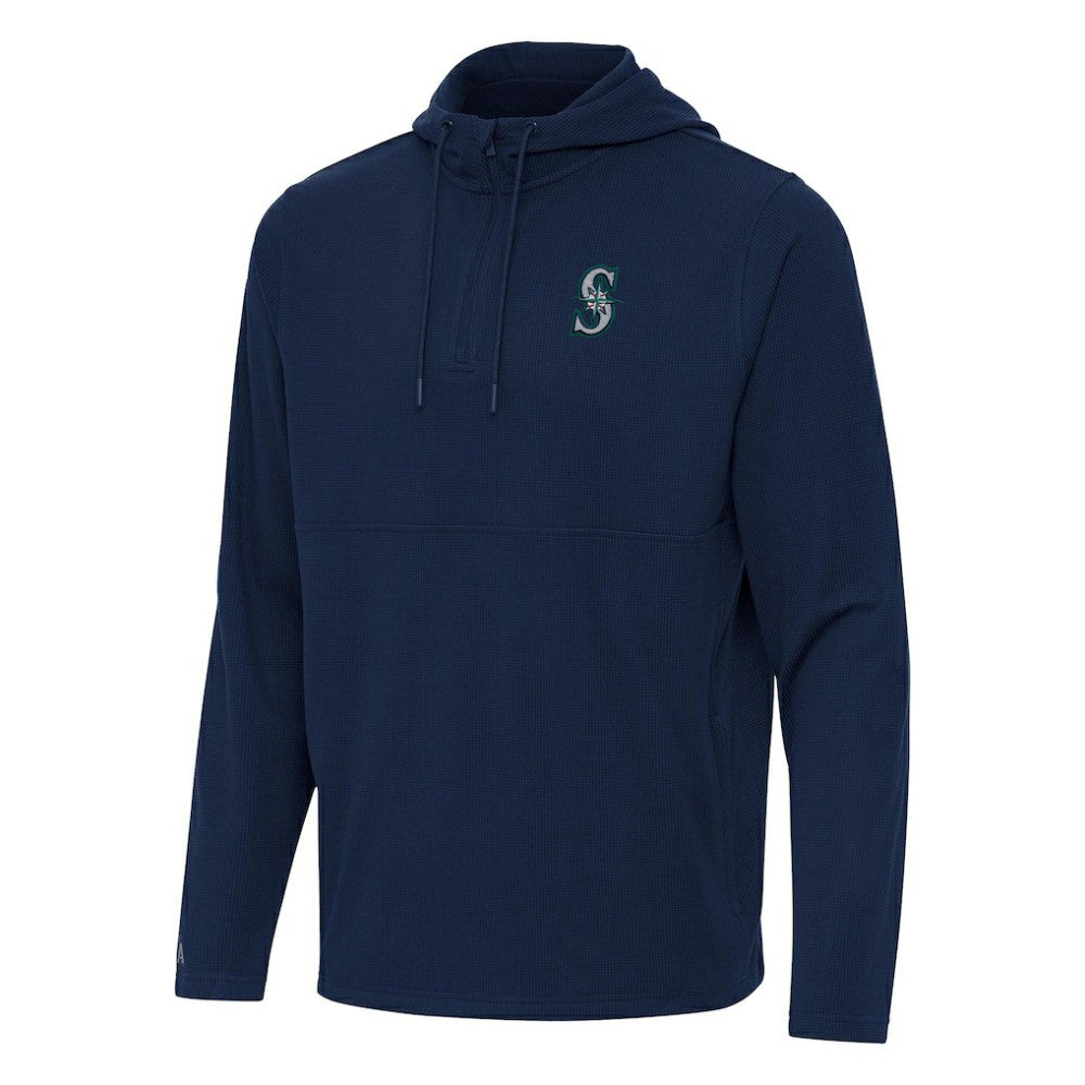 Navy Seattle Mariners Antigua Connected Quarter-Zip Pullover Hoodie