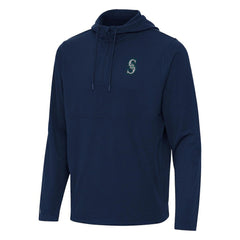 Navy Seattle Mariners Antigua Connected Quarter-Zip Pullover Hoodie