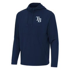 Navy Tampa Bay Rays Antigua Connected Quarter-Zip Pullover Hoodie