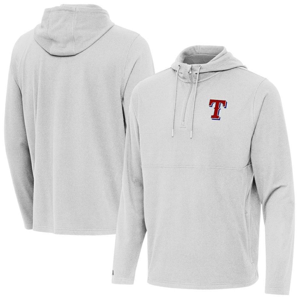Gray Texas Rangers Antigua Connected Quarter-Zip Pullover Hoodie