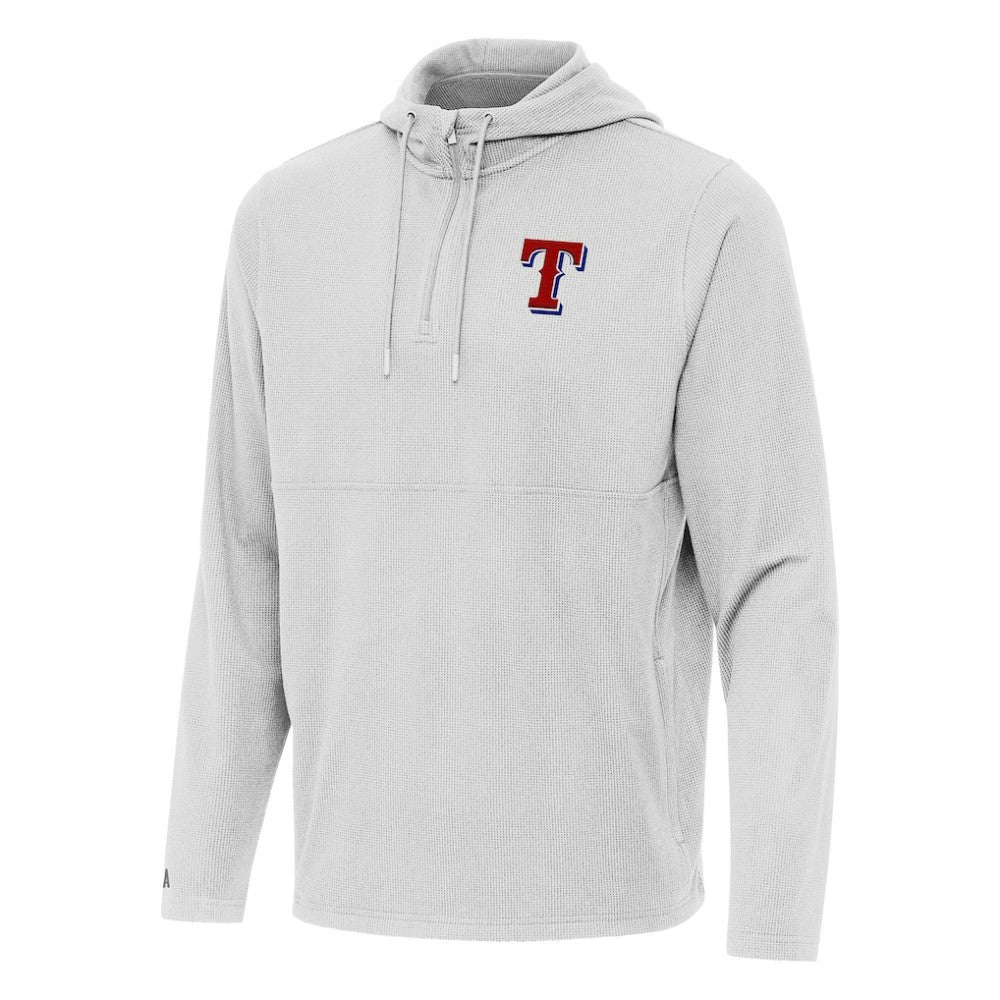 Gray Texas Rangers Antigua Connected Quarter-Zip Pullover Hoodie