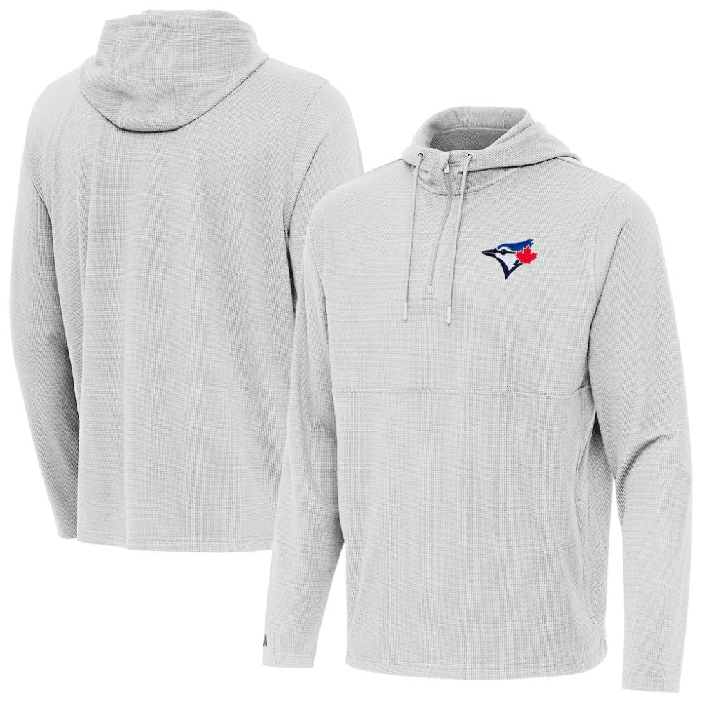 Gray Toronto Blue Jays Antigua Connected Quarter-Zip Pullover Hoodie