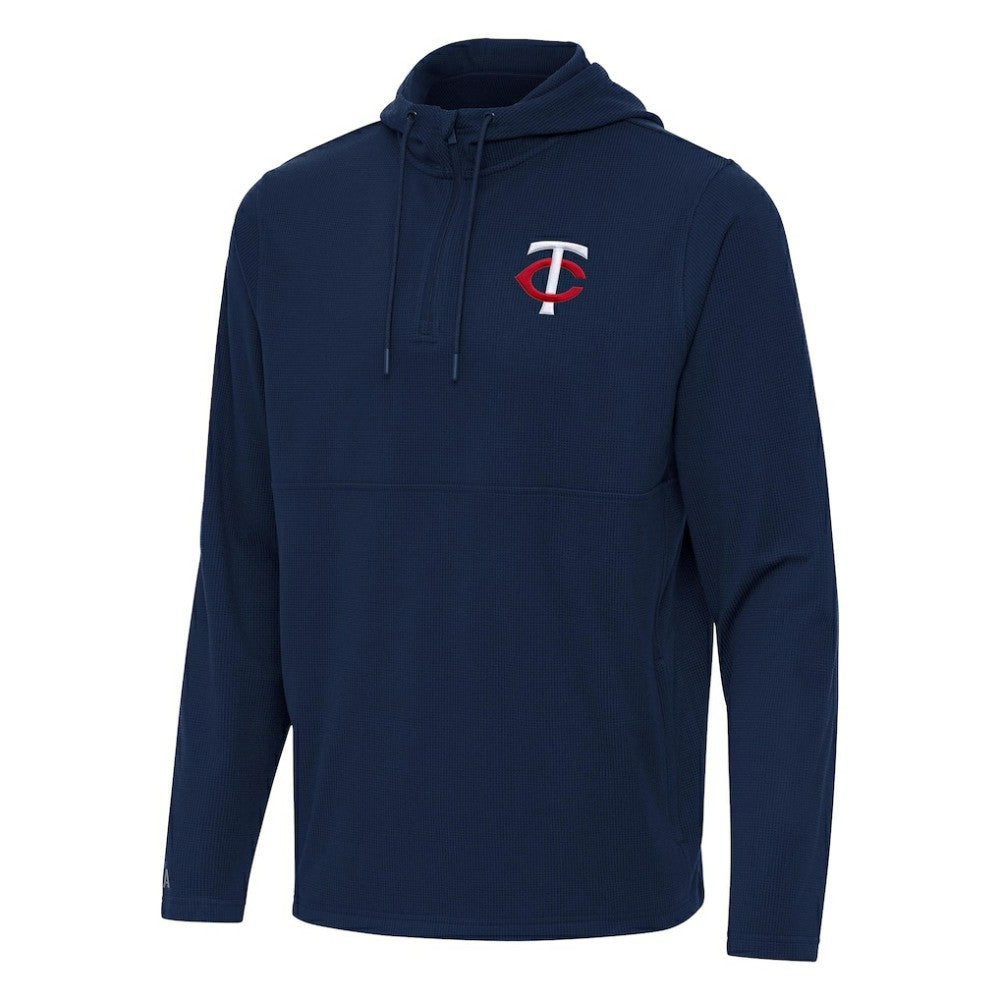 Navy Minnesota Twins Antigua Connected Quarter-Zip Pullover Hoodie