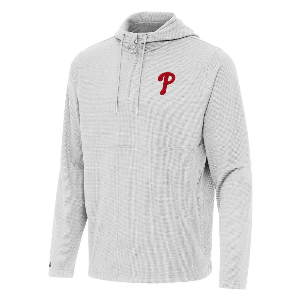 Gray Philadelphia Phillies Antigua Connected Quarter-Zip Pullover Hoodie