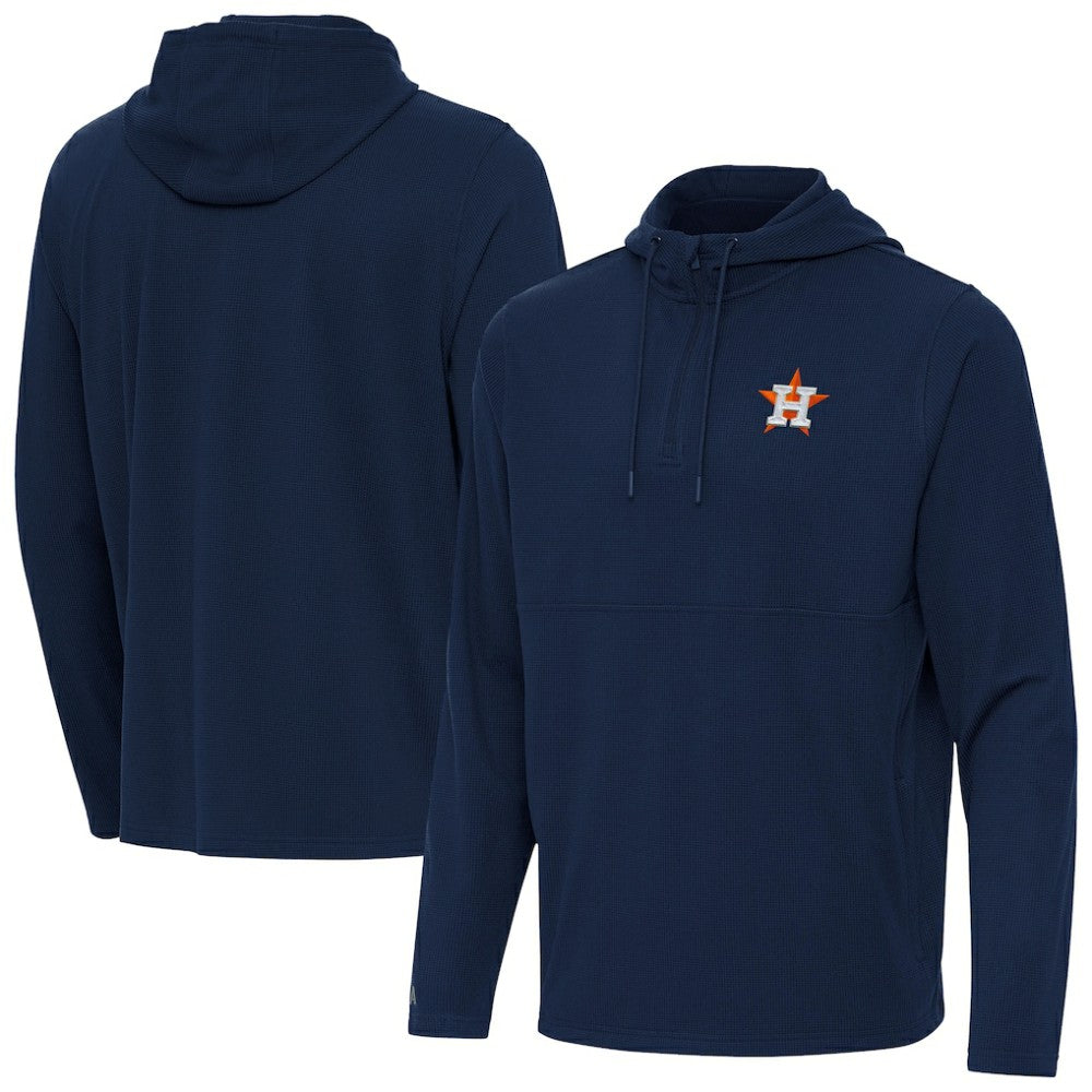 Navy Houston Astros Antigua Connected Quarter-Zip Pullover Hoodie