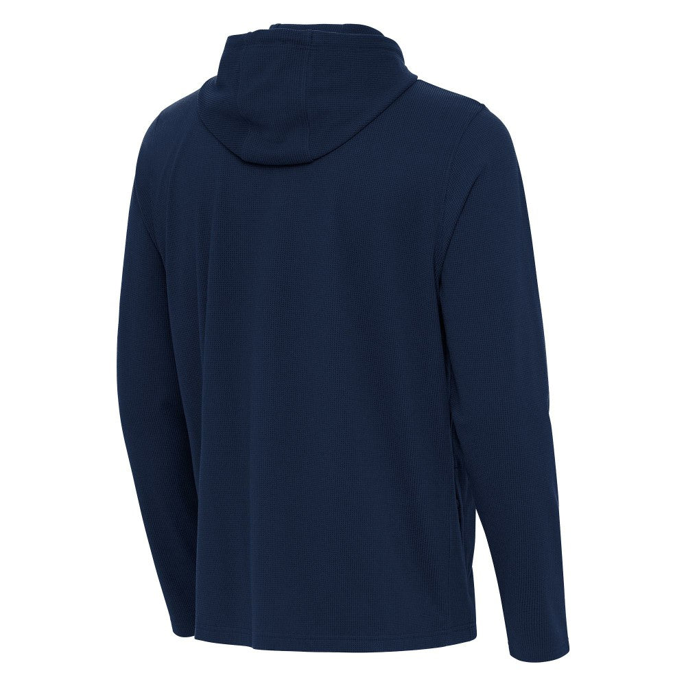 Navy Cleveland Guardians Antigua Connected Quarter-Zip Pullover Hoodie