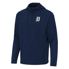 Navy Detroit Tigers Antigua Connected Quarter-Zip Pullover Hoodie
