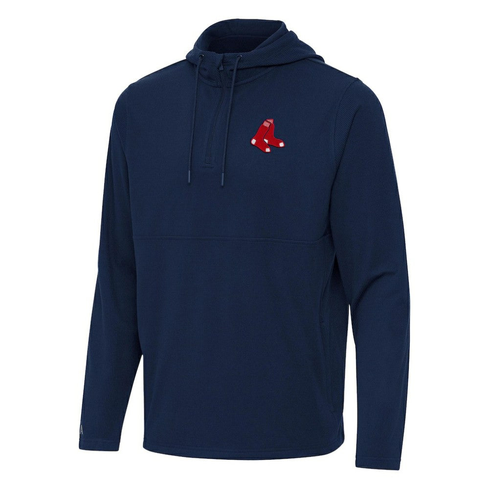Navy Boston Red Sox Antigua Connected Quarter-Zip Pullover Hoodie