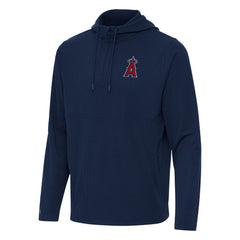 Navy Los Angeles Angels Antigua Connected Quarter-Zip Pullover Hoodie