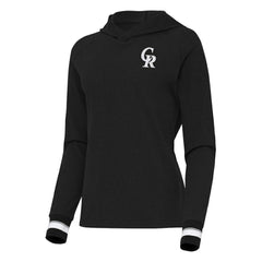 Black Colorado Rockies Antigua Women's Trek Pullover Hoodie