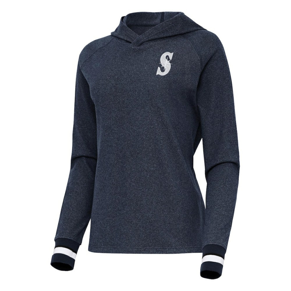 Heather Navy Seattle Mariners Antigua Women's Trek Pullover Hoodie