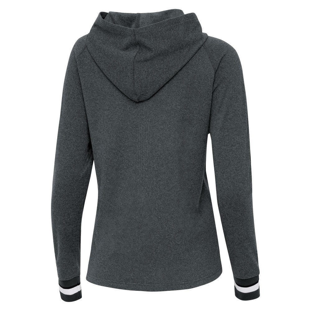 Heather Charcoal Miami Marlins Antigua Women's Trek Pullover Hoodie
