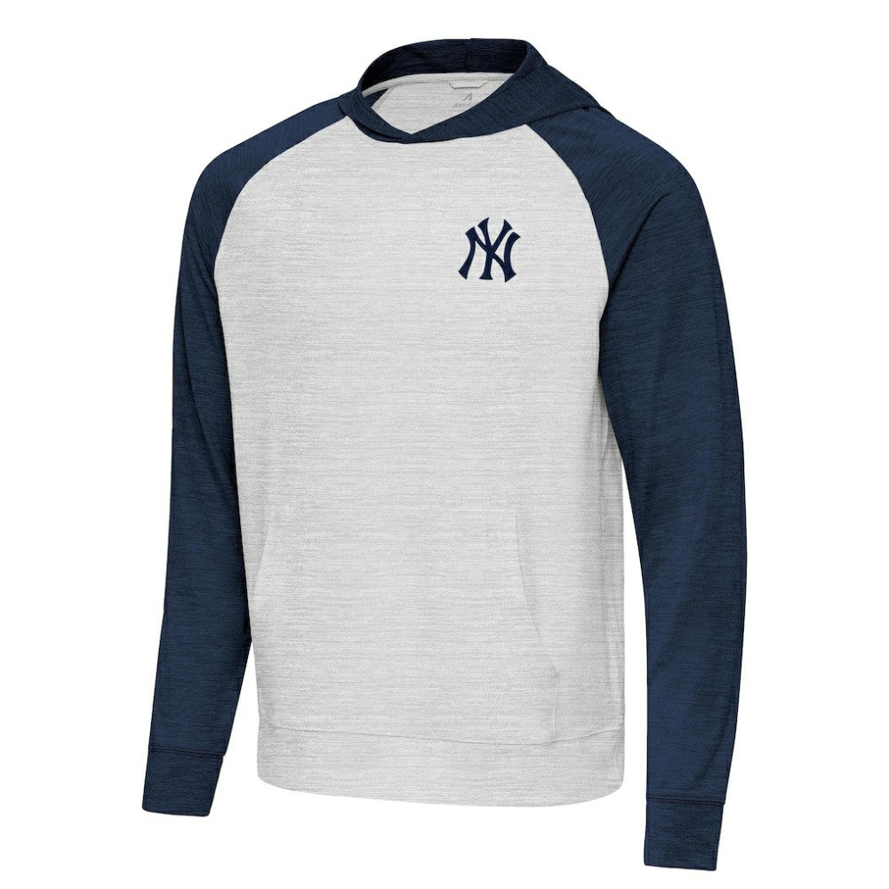 Heather Navy/Gray New York Yankees Antigua Urgent Pullover Hoodie