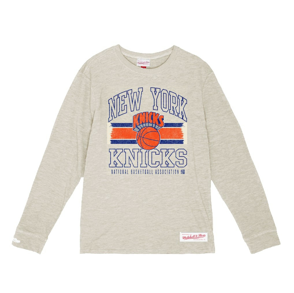 Mitchell & Ness New York Knicks Striped Logo Lockup Premium T-Shirt