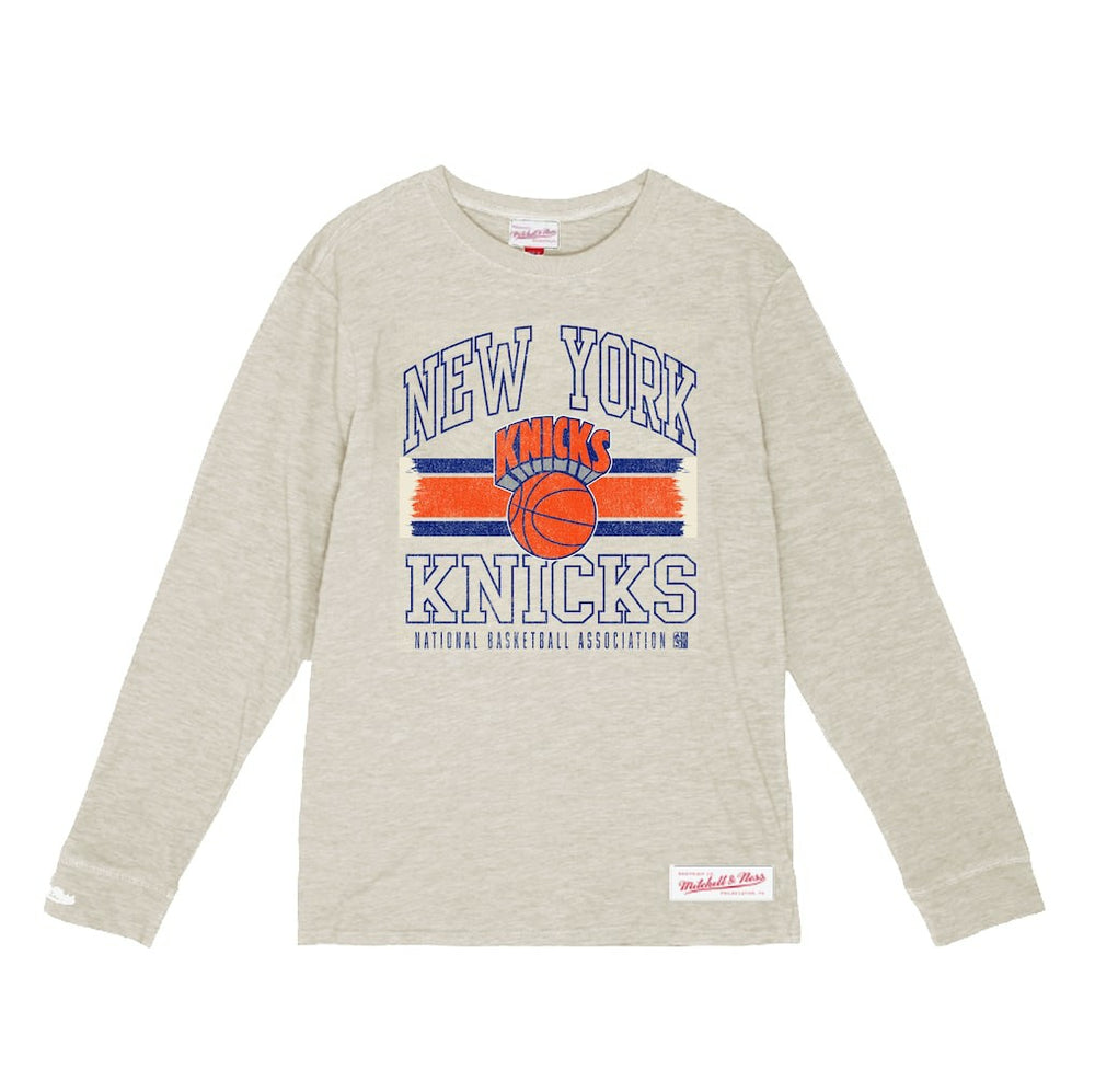 Mitchell & Ness New York Knicks Striped Logo Lockup Premium T-Shirt