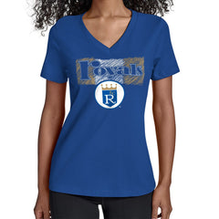 Royal Kansas City Royals Starter Women's Team Color Shading V-Neck T-Shirt