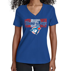 Royal Toronto Blue Jays Starter Women's Team Color Shading V-Neck T-Shirt