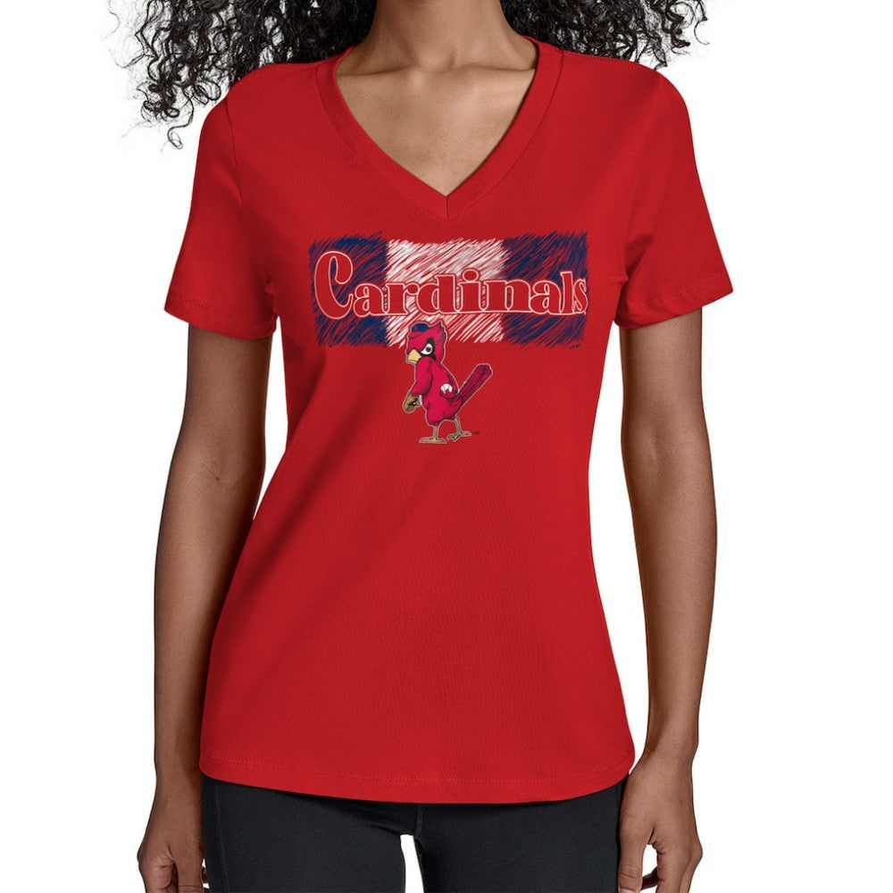 Red St. Louis Cardinals Starter Women's Team Color Shading V-Neck T-Shirt