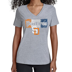 Gray San Diego Padres Starter Women's Team Color Shading V-Neck T-Shirt