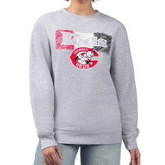 Gray Cincinnati Reds Starter Women's Team Color Shading Fleece Pullover Sweatshirt