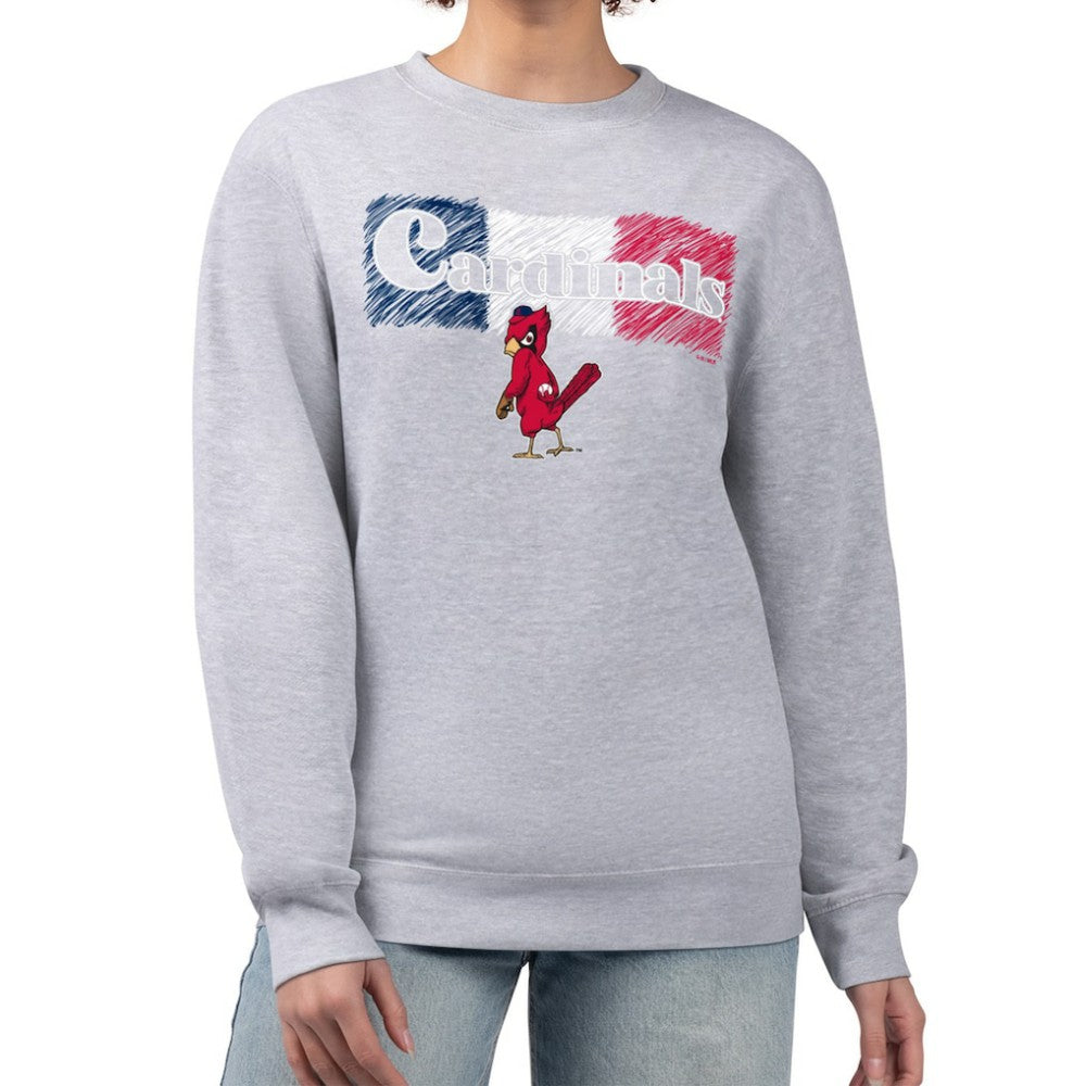 Gray St. Louis Cardinals Starter Women's Team Color Shading Fleece Pullover Sweatshirt