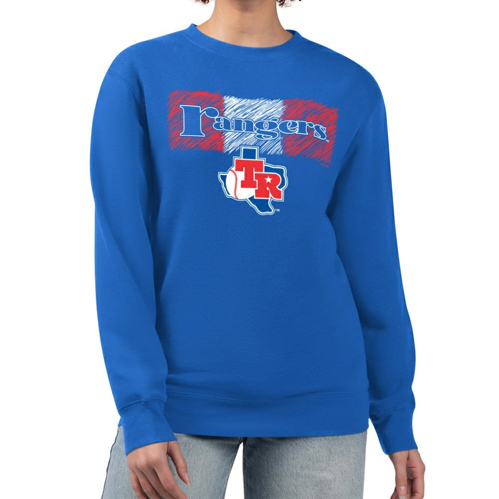 Royal Texas Rangers Starter Women's Team Color Shading Fleece Pullover Sweatshirt