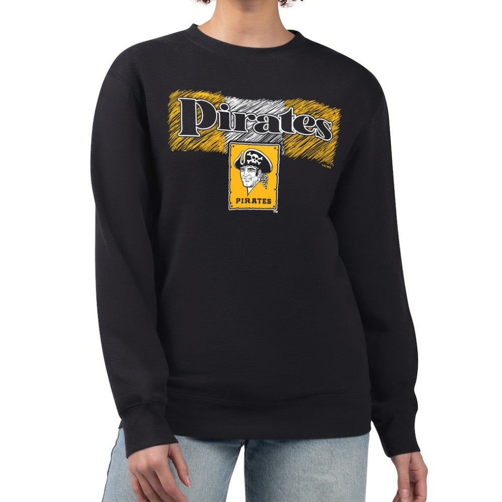 Black Pittsburgh Pirates Starter Women's Team Color Shading Fleece Pullover Sweatshirt