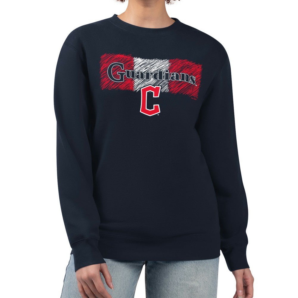 Navy Cleveland Guardians Starter Women's Team Color Shading Fleece Pullover Sweatshirt