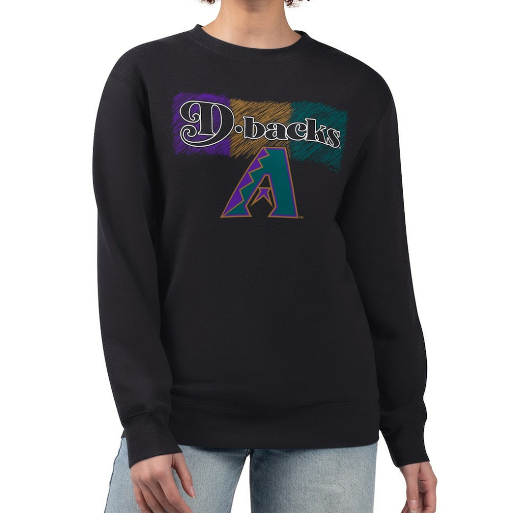 Black Arizona Diamondbacks Starter Women's Team Color Shading Fleece Pullover Sweatshirt