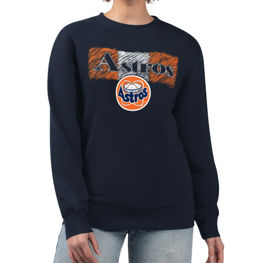 Navy Houston Astros Starter Women's Team Color Shading Fleece Pullover Sweatshirt