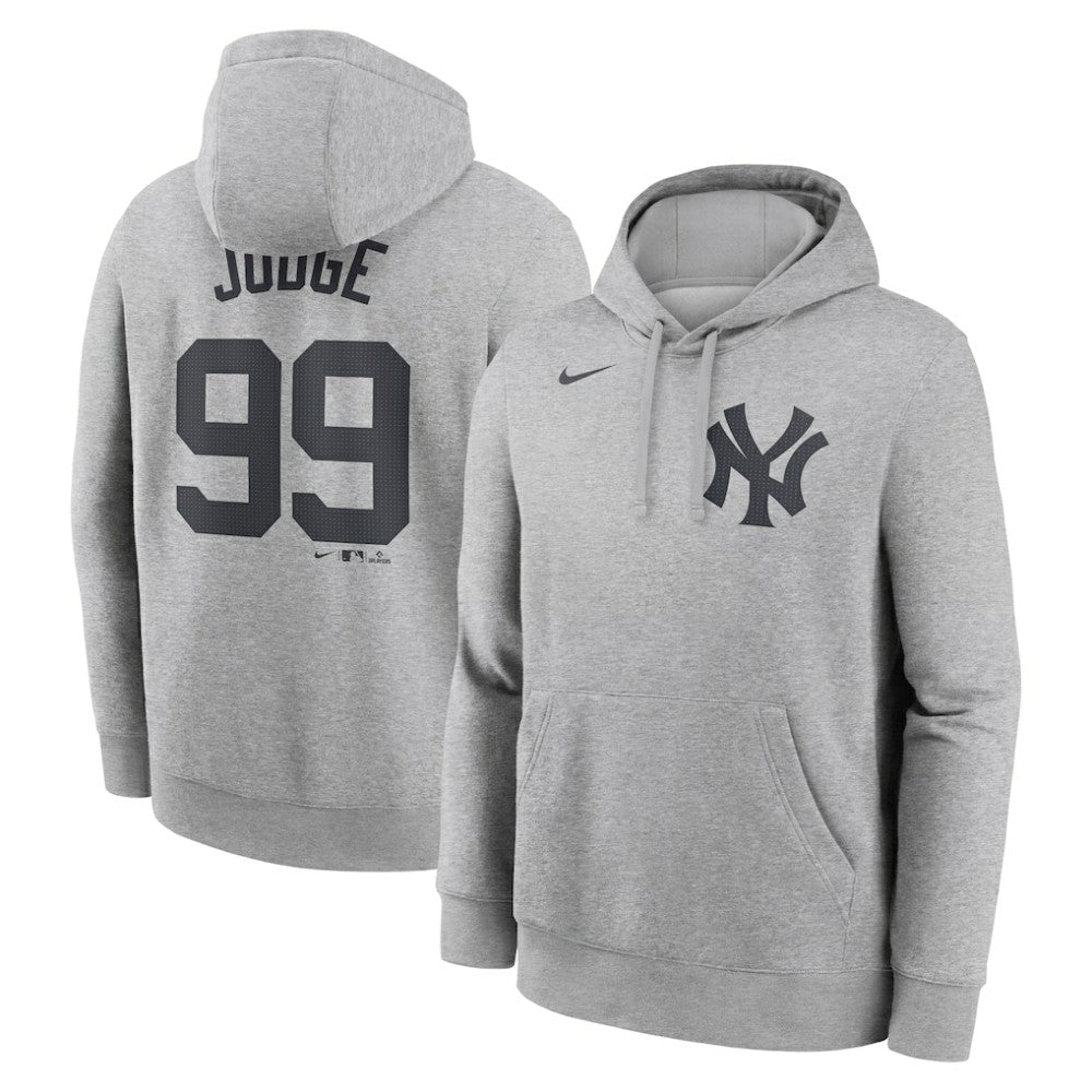 Heather Gray Aaron Judge New York Yankees Nike Player Name & Number Club Fleece Pullover Hoodie