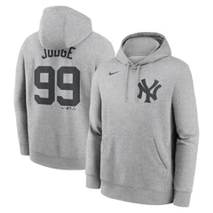 Heather Gray Aaron Judge New York Yankees Nike Player Name & Number Club Fleece Pullover Hoodie