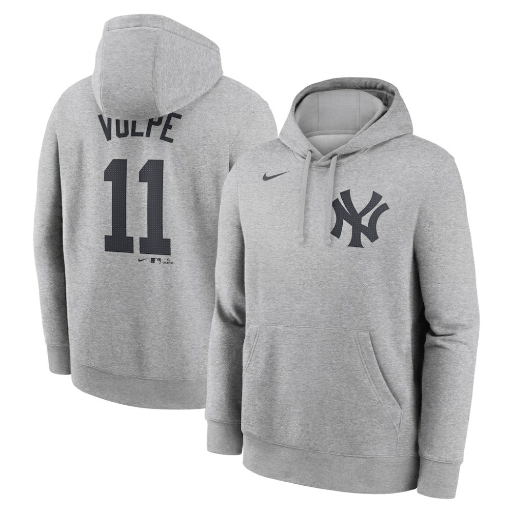 Heather Gray Anthony Volpe New York Yankees Nike Player Name & Number Club Fleece Pullover Hoodie