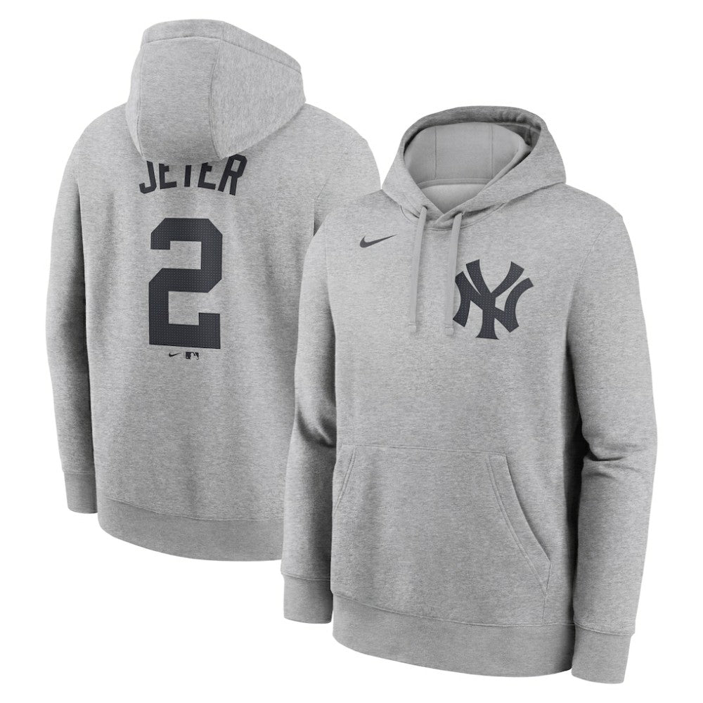 Heather Gray Derek Jeter New York Yankees Nike Player Name & Number Club Fleece Pullover Hoodie