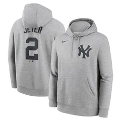 Heather Gray Derek Jeter New York Yankees Nike Player Name & Number Club Fleece Pullover Hoodie