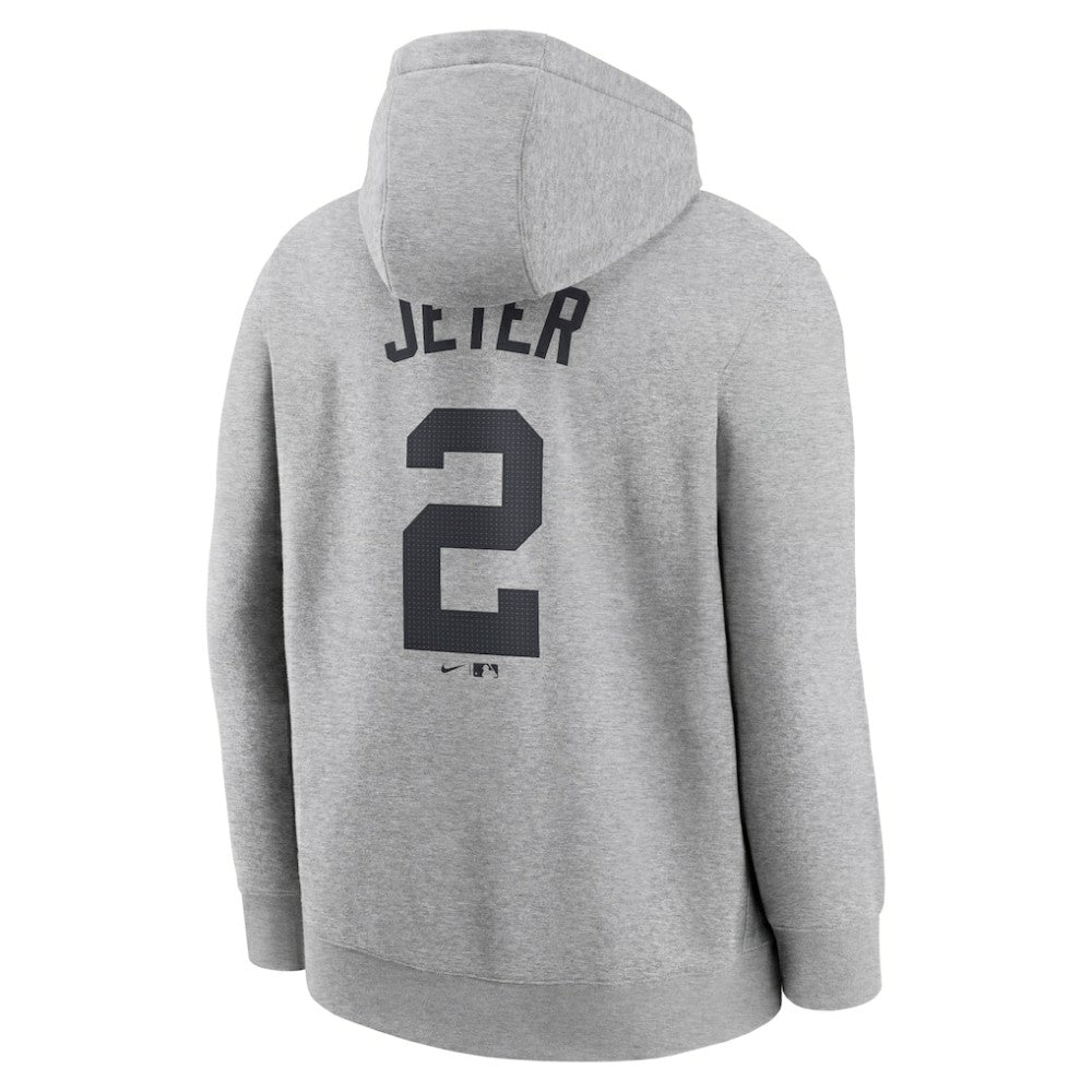 Heather Gray Derek Jeter New York Yankees Nike Player Name & Number Club Fleece Pullover Hoodie