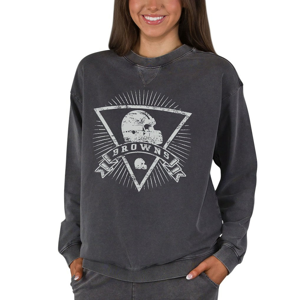 Concepts Sport Women's Boxy Mist French Terry Long Sleeve Top - Cleveland Browns Tops