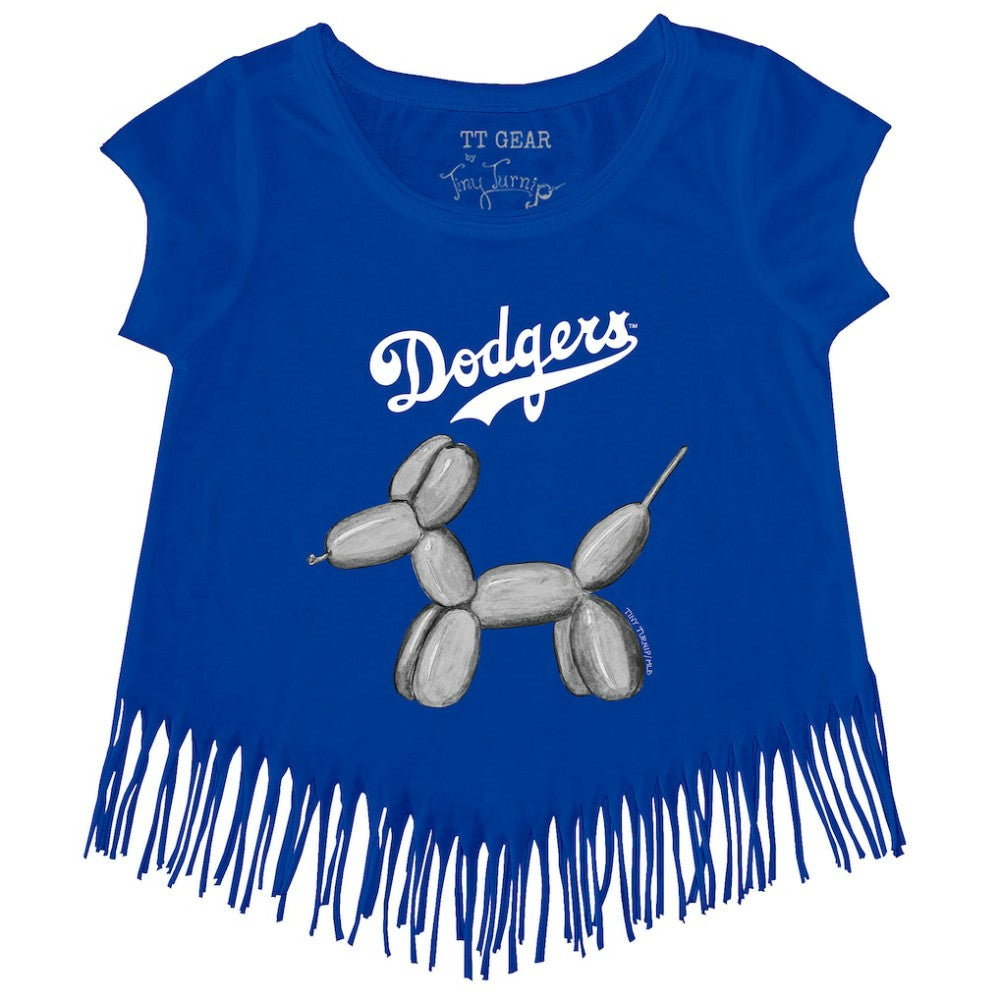 Royal Los Angeles Dodgers Tiny Turnip Girls Youth Balloon Dog Fringe T-Shirt