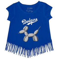 Royal Los Angeles Dodgers Tiny Turnip Girls Youth Balloon Dog Fringe T-Shirt