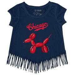 Navy Chicago Cubs Tiny Turnip Girls Youth Balloon Dog Fringe T-Shirt