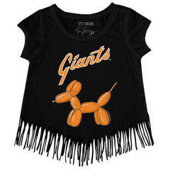 Black San Francisco Giants Tiny Turnip Girls Youth Balloon Dog Fringe T-Shirt