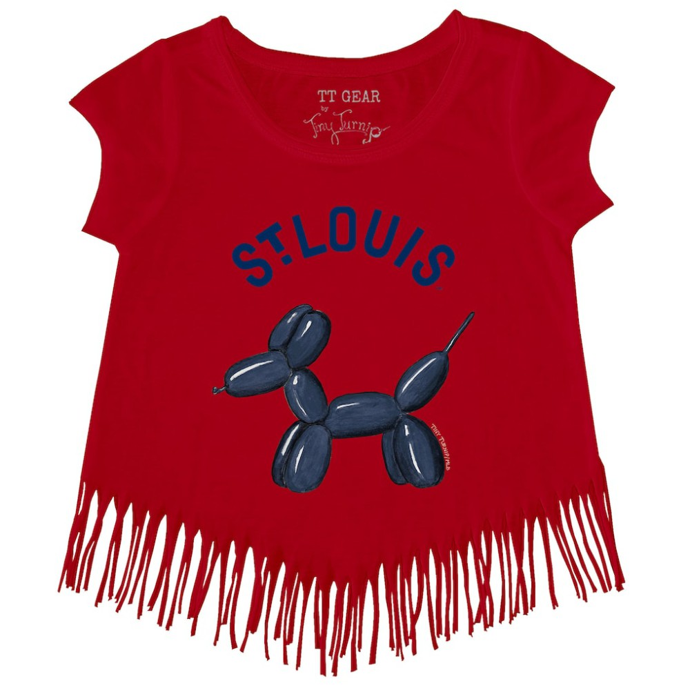 Red St. Louis Cardinals Tiny Turnip Girls Youth Balloon Dog Fringe T-Shirt